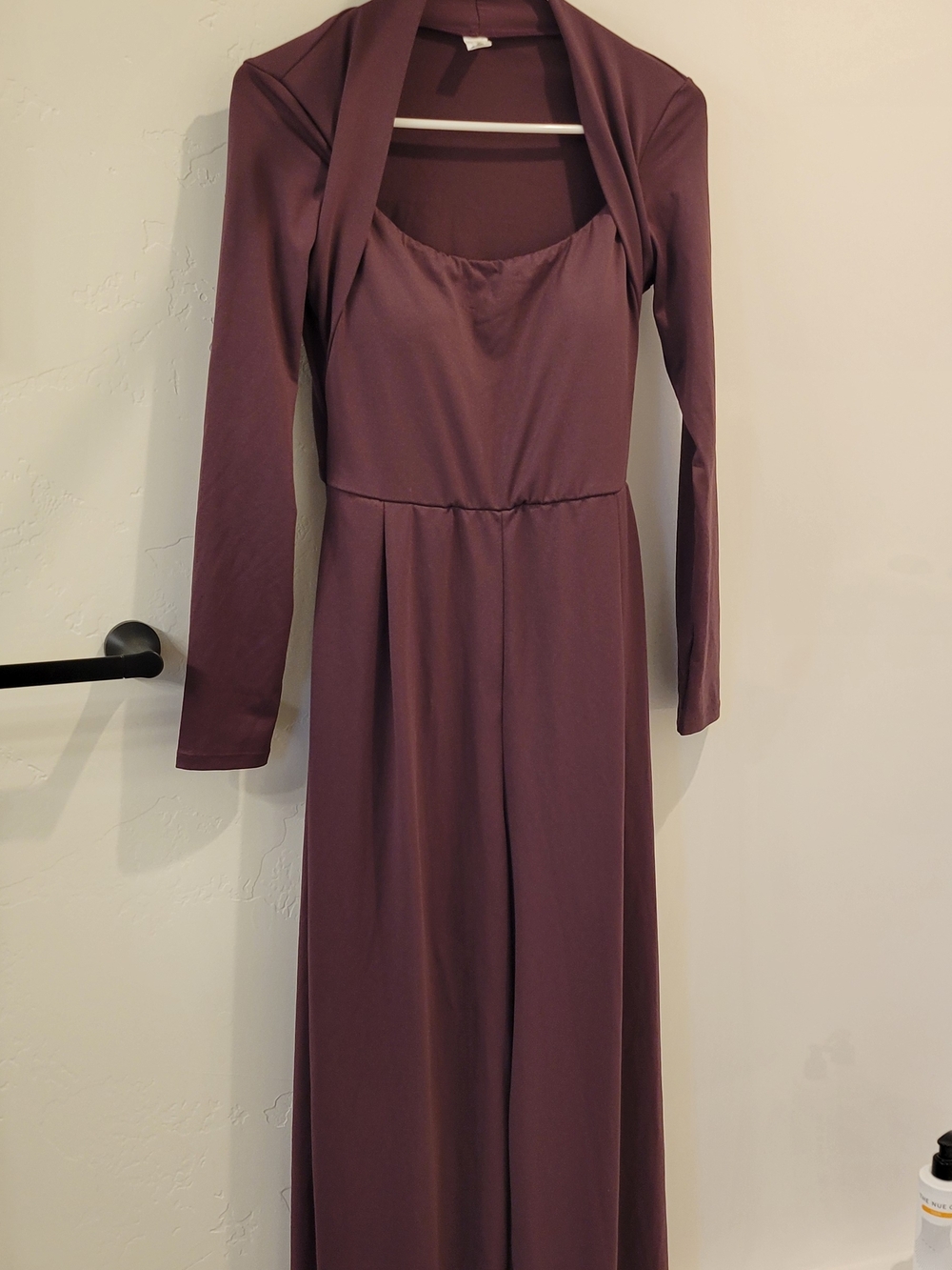 Long-Sleeve Plum Jumpsuit